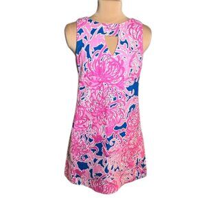 Taylor Pink Blue Tropical Floral Shift Dress Sleeveless Pockets Size 2